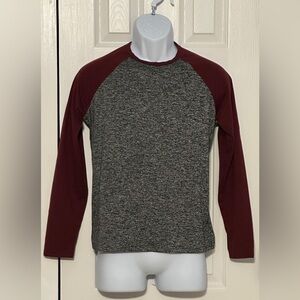 SHEIN Boys Long Sleeve Raglan Tee Heather Gray & Burgundy Size 13–14Y